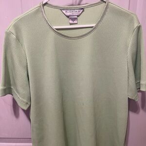 Allison Daley women's Mint Green Ribbed Short Sleeve Crew